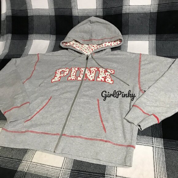 PINK FRANKIES x BERRY FULL ZIP HOODED SWEATSHIRT IN HEATHER GREY ON HAND XS-XL - Picture 11 of 12
